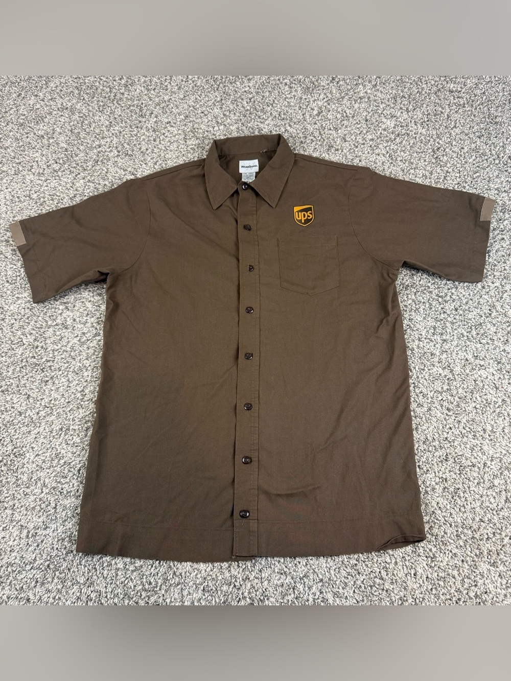 Vintage UPS WearGuard Uniform Shirt Mens Medium Brown short sleeve workwear